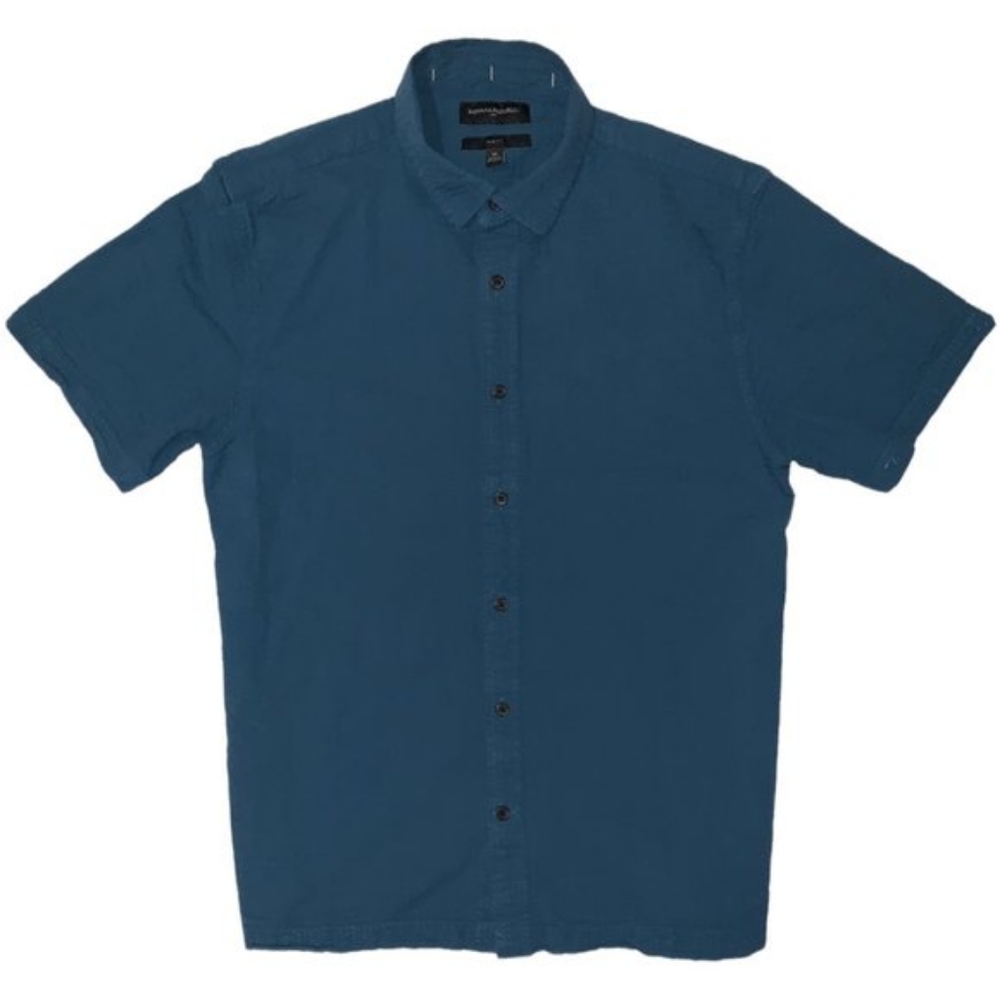 Banana Republic Seersucker Short Sleeve Teal Mens S
